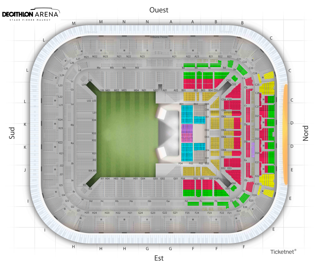 The map of the spaces for BIGFLO & OLI at the Decathlon Arena Stade Pierre Mauroy